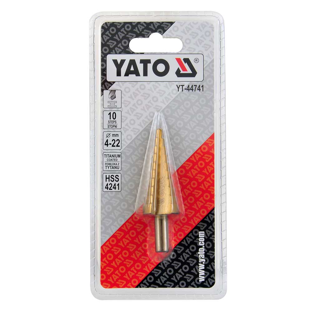 Сверло по металлу YATO ступенчатое 4-22 мм цилиндрический хвостовик YT-44741