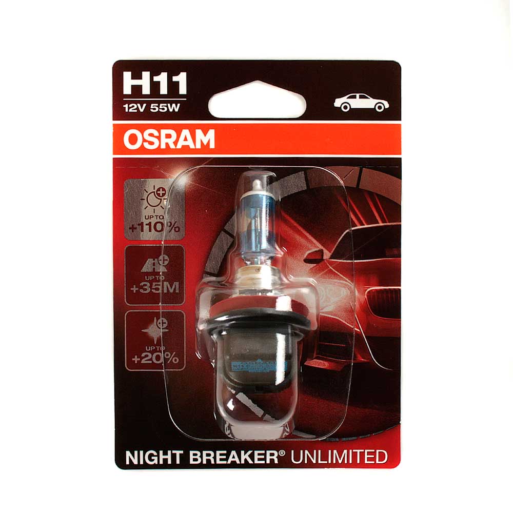 Лампа галогенная OSRAM NIGHT BREAKER UNLIMITED +110% 12V H11 55W 64211NBU-01B