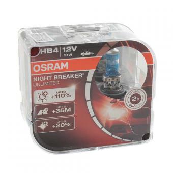 Лампа галогенная OSRAM NIGHT BREAKER UNLIMITED +110% 12V HB4 55W 2 шт 9006NBUHCB