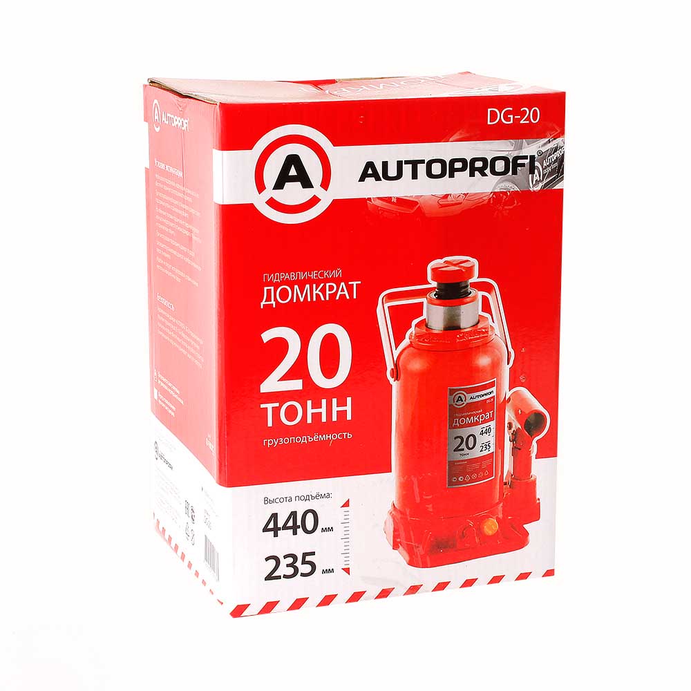 Домкрат гидравлический AUTOPROFI бутылочный 20 т DG-20