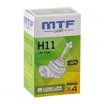 Лампа галогенная MTFLIGHT LONG LIFE x4 12V H11 55W HS1211