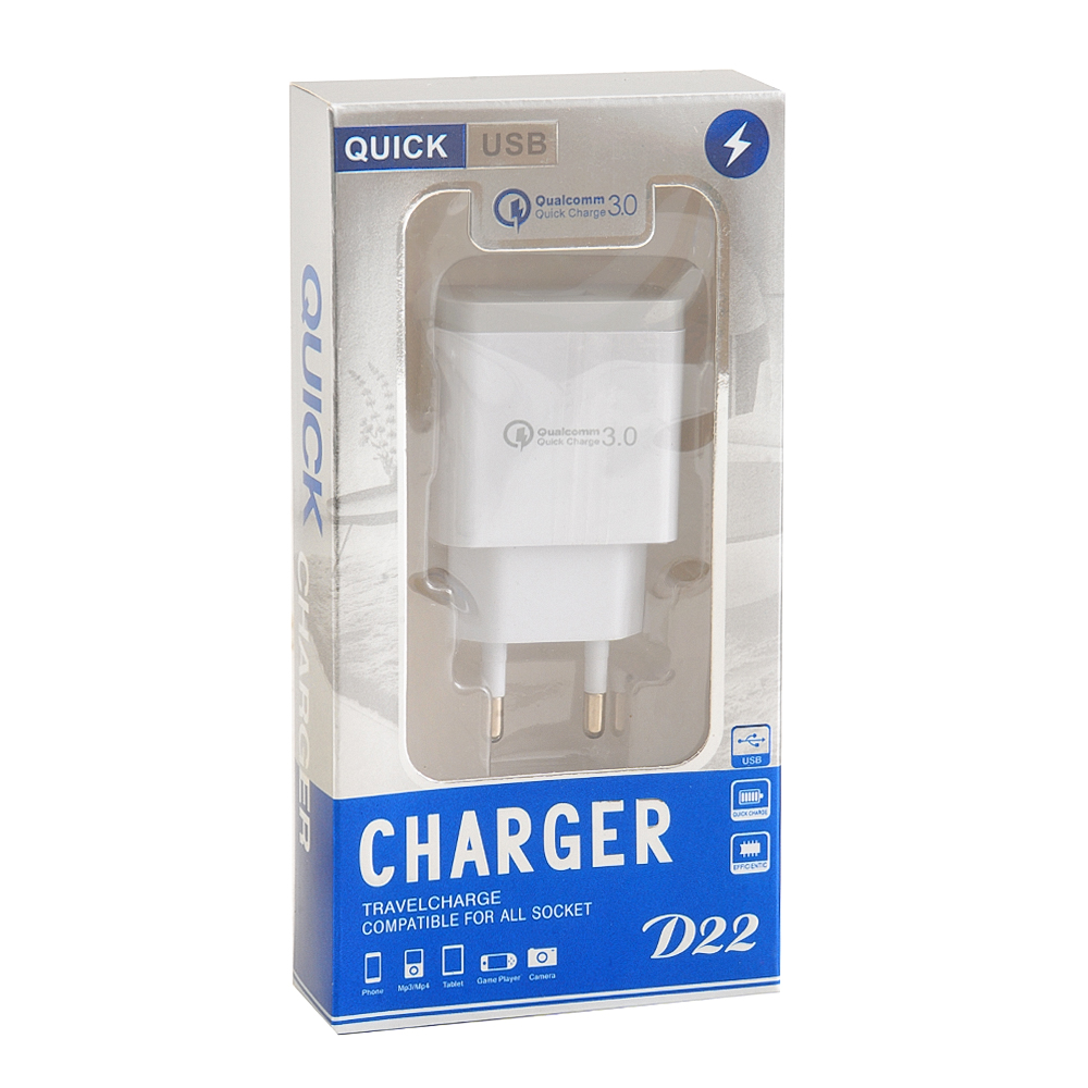 Сетевое зарядное устройство 100/240V USB 2/3.5А быстрая зарядка Quick Charge YK75