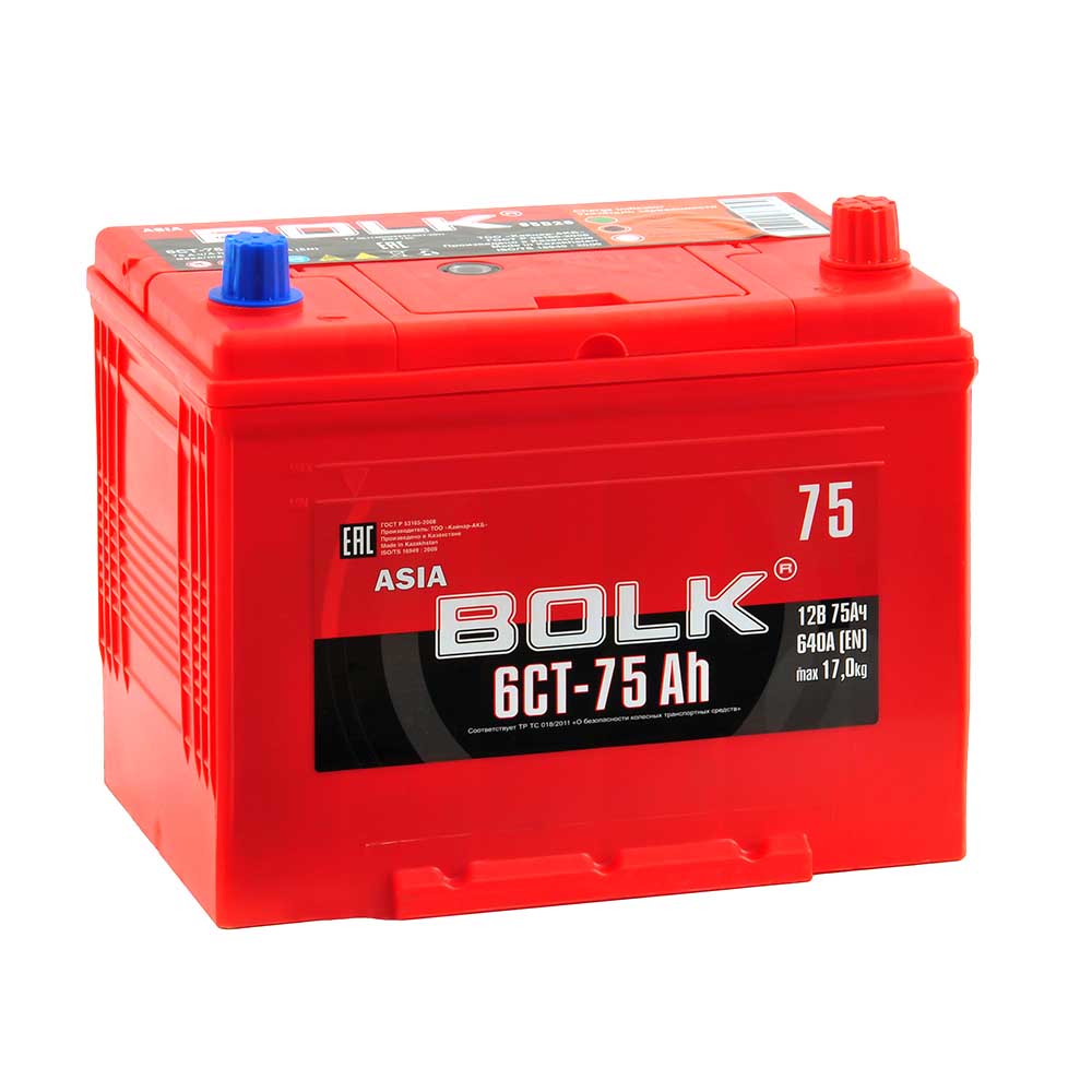Аккумулятор BOLK ASIA 75 Ач 640А О/П ABJ 750
