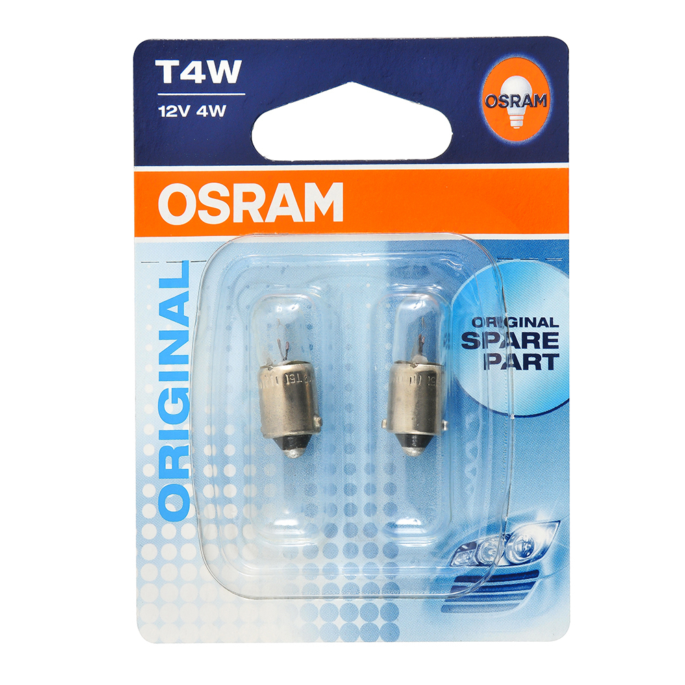 Лампы накаливания OSRAM ORIGINAL T4W BA9S 2 шт 3893-2BL
