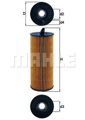 Фильтр масляный KNECHT/MAHLE OX3614D купить недорого по цене 1 494 руб ...