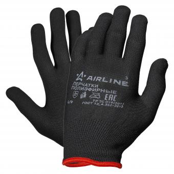 Перчатки полиэфирные AIRLINE черные ADWG006