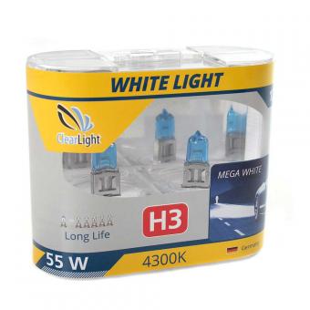 Лампа галогенная CLEARLIGHT WHITE LIGHT 12V H3 55W 2 шт MLH3WL