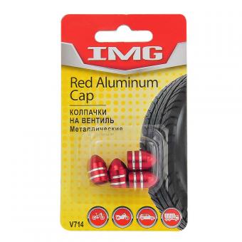 Колпачки ниппеля IMG алюминий красные 4 шт V714
