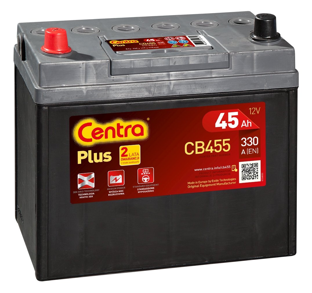 Аккумулятор CENTRA 45 Ач 330А П/П CB455