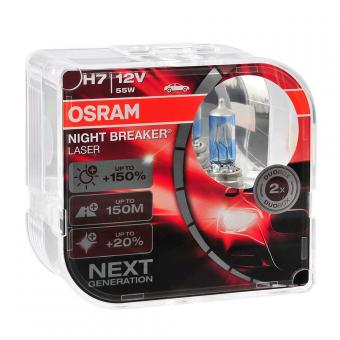 Лампа галогенная OSRAM NIGHT BREAKER LASER +150% 12V H7 55W 2 шт 64210NL-HCB