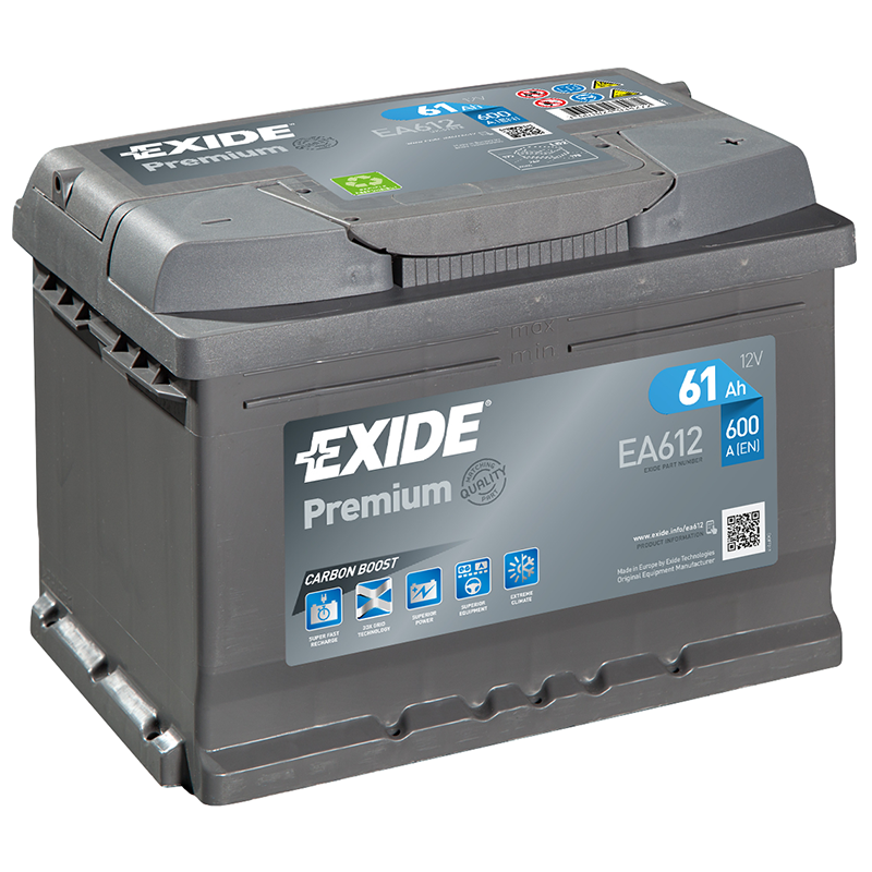 Аккумулятор EXIDE PREMIUM 61 Ач 600А О/П EA612