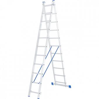 Лестница двухсекционная СИБРТЕХ 97911 2х11 ступеней алюминиевая