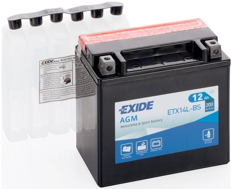 Аккумулятор EXIDE AGM 12 Ач 200А О/П ETX14L-BS