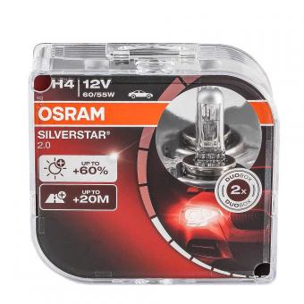 Лампа галогенная OSRAM SILVERSTAR 2.0 12V H4 60/55W 2 шт 64193SV2HCB