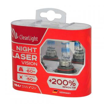 Лампа галогенная CLEARLIGHT NIGHT LASER VISION +200% 12V HB4 51W 2 шт ML9006NLV200
