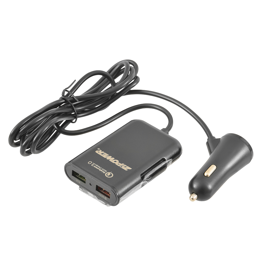 Автомобильное зарядное устройство ZIPOWER USB 2+2 с удлинителем 12В PM6672