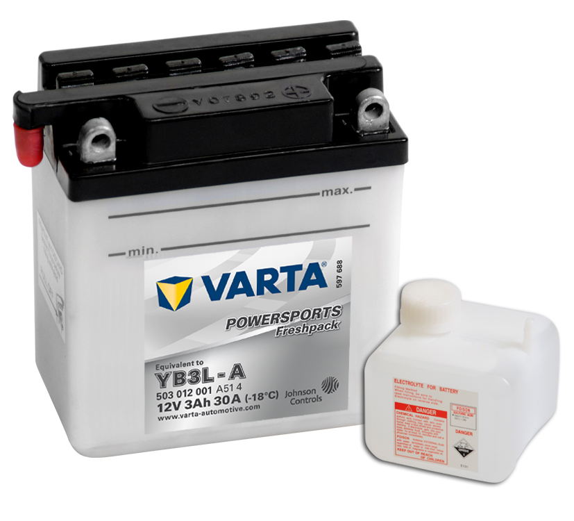 Аккумулятор VARTA FUNSTART FRESHPACK YB3L-A 3 Ач 30А О/П 503012001