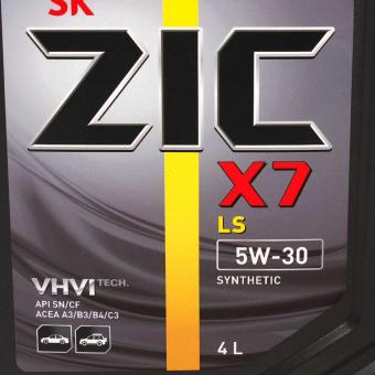 Масло моторное ZIC X7 LS 5W30 синтетика 4 л 162619