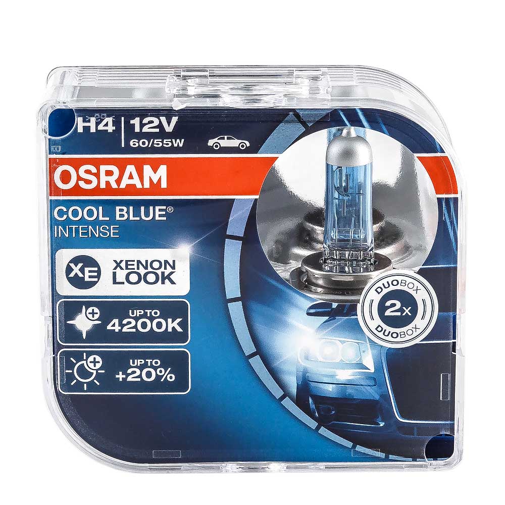 Лампа галогенная OSRAM COOL BLUE INTENSE 12V H4 60/55W 2 шт 64193CBIHCB