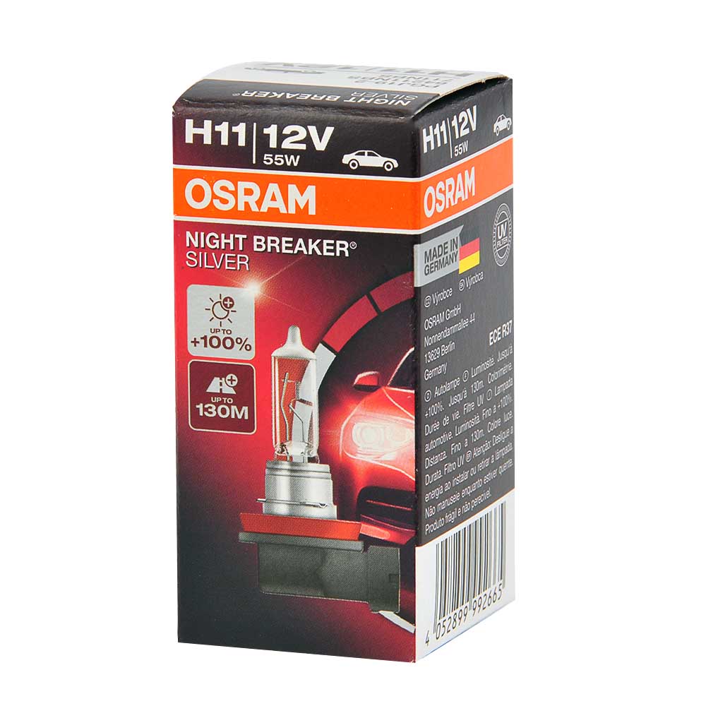 Лампа галогенная OSRAM NIGHT BREAKER SILVER +100% 12V H11 55W 64211NBS