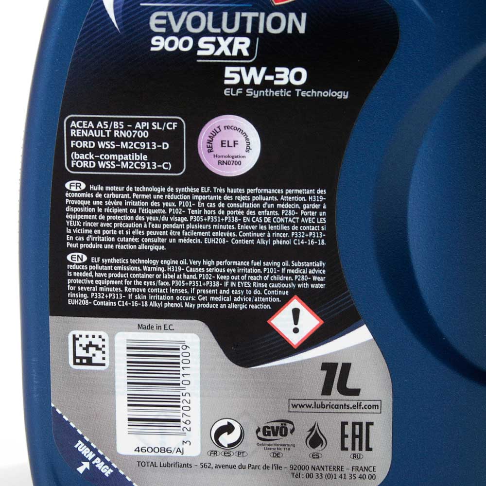 Масло моторное ELF EVOLUTION 900 SXR 5W30 синтетика 1 л 11070301