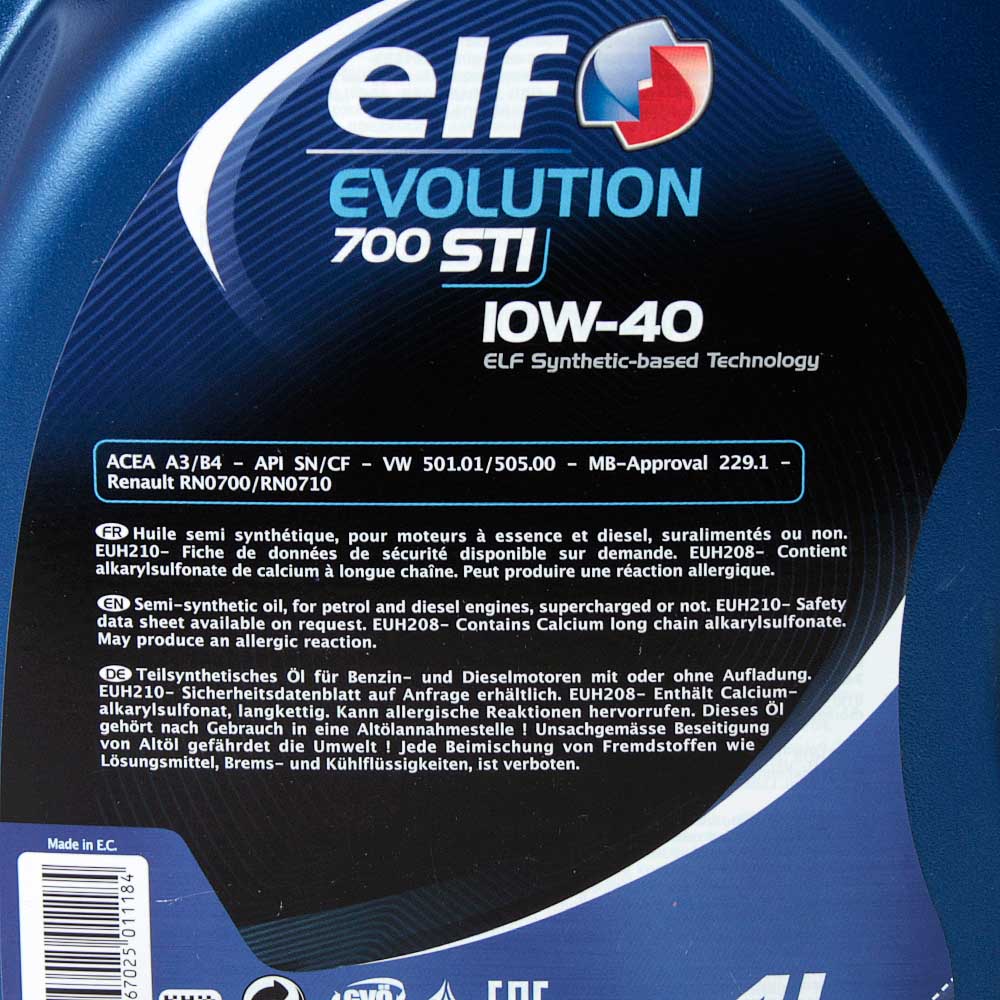 Масло моторное ELF EVOLUTION 700 STI 10W40 полусинтетика 4 л 11120501