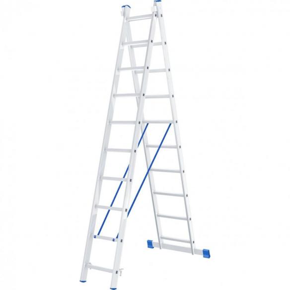 Лестница двухсекционная СИБРТЕХ 97910 2х10 ступеней алюминиевая