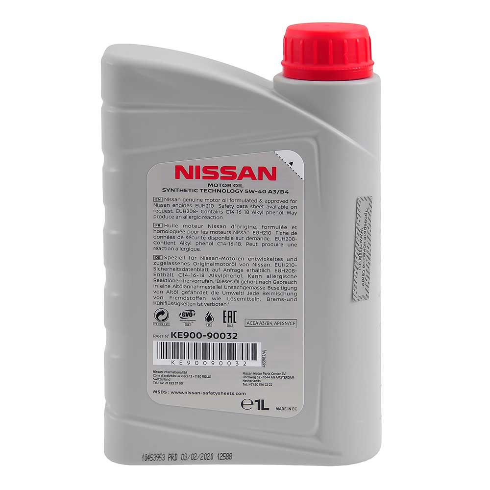 Масло моторное NISSAN 5W40 синтетика 1л KE90090032R