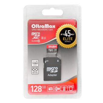 Карта памяти micro SD OLTRAMAX ELITE 128 GB с адаптером OM128GCSDXC10UHS-1-ElU1