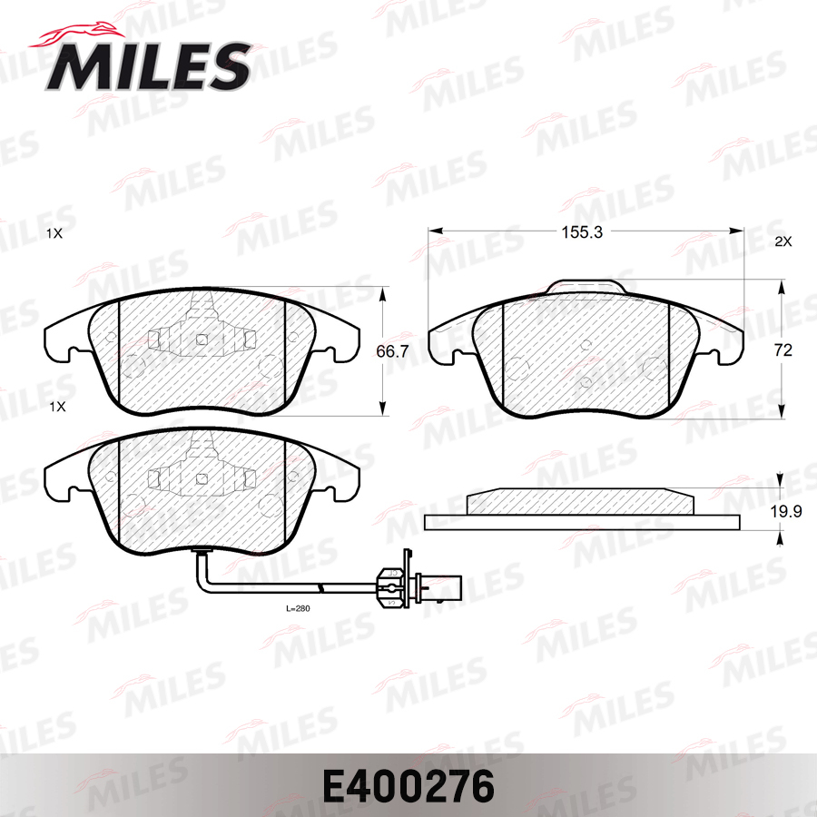Колодки тормозные MILES E400276 передние купить недорого по цене 1 640 ...