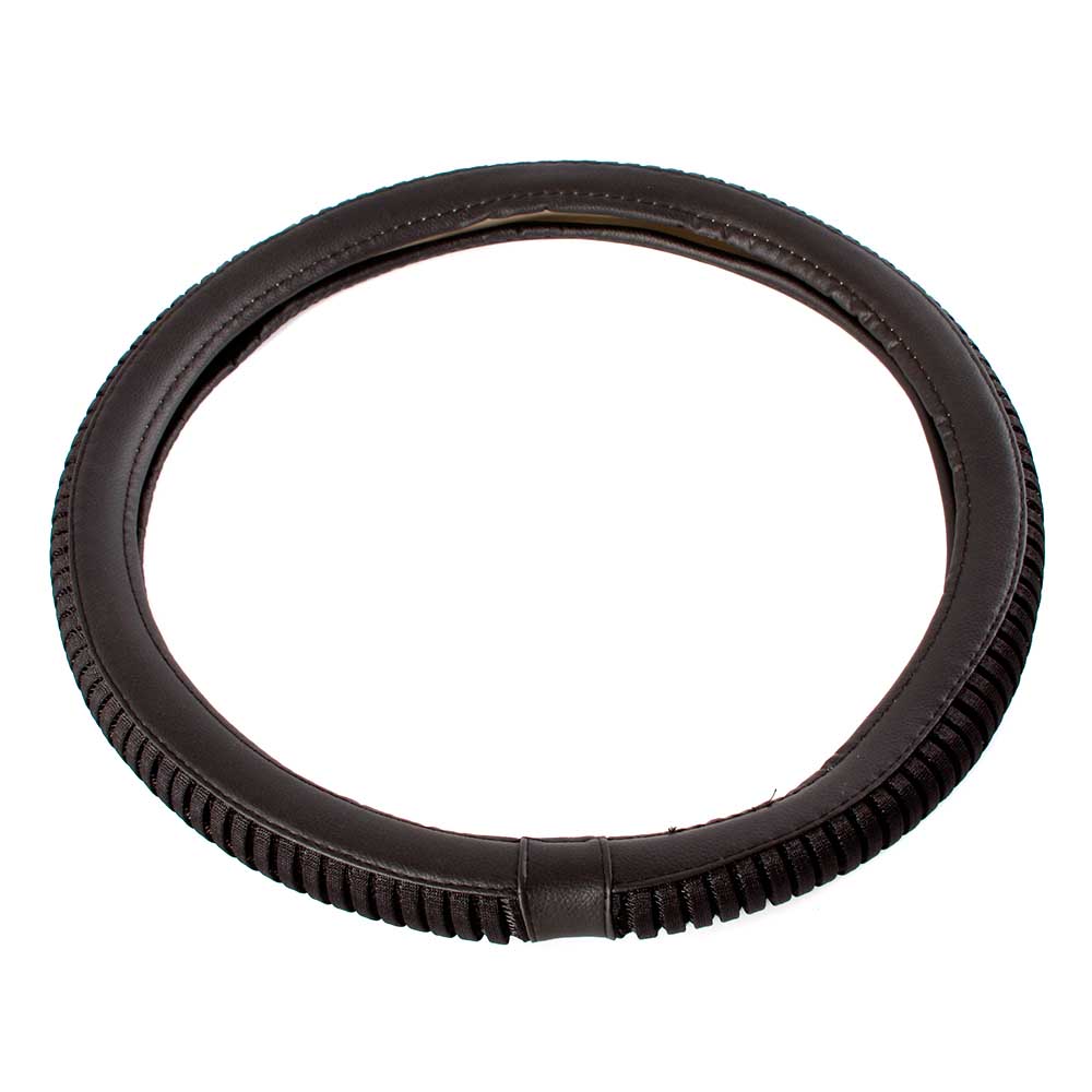 Оплётка на рулевое колесо MYCAR ребристый черный размер M 38 см DA-3-38