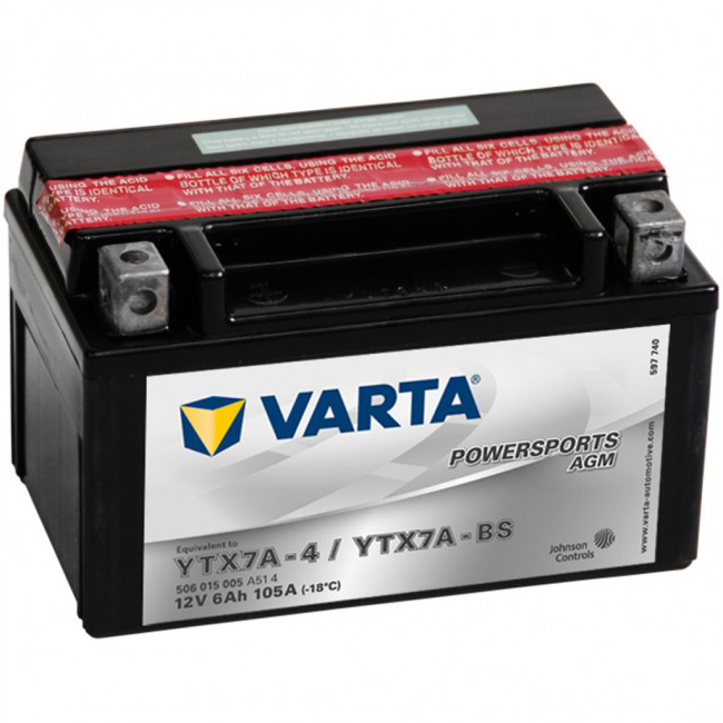 Аккумулятор VARTA FUNSTART AGM YTX7A-BS 6 Ач 50А П/П 506015005