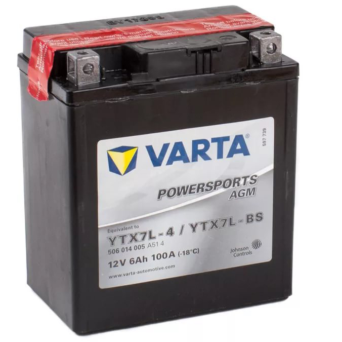 Аккумулятор VARTA FUNSTART AGM YTX7L-BS 6 Ач 50А О/П 506014005