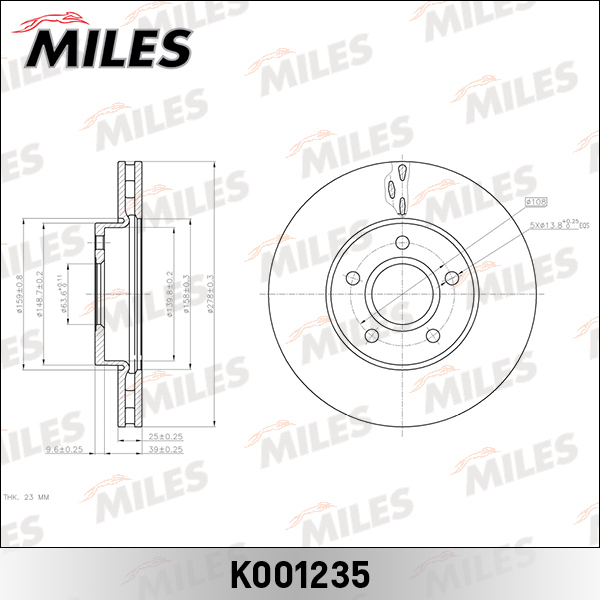 Диск тормозной MILES K001235 передний купить недорого по цене 3 223 руб ...