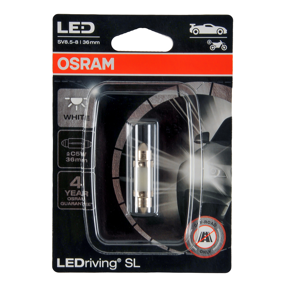 Лампа светодиодная OSRAM LEDRIVING WHITE 12V C5W белая 36 мм 6418DWP-01B