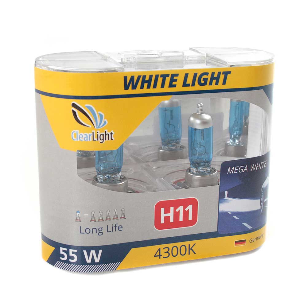 Лампа галогенная CLEARLIGHT White Light 12V H11 55W 2 шт MLH11WL