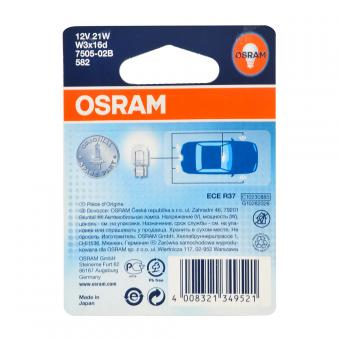 Лампы накаливания OSRAM ORIGINAL 12V W21W 21Вт  W3x16d 2 шт