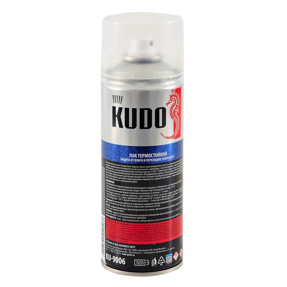 Лак KUDO прозрачный термостойкий 520 мл KU-9006