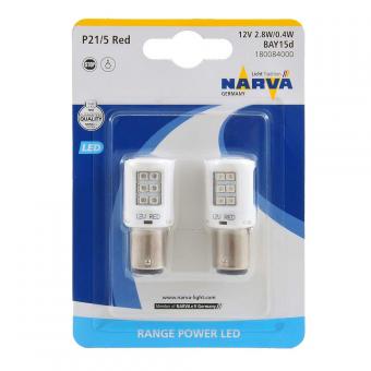 Лампа светодиодная NARVA RANGE POWER LED 12V P21/5RED 2.8W 2 шт 18008