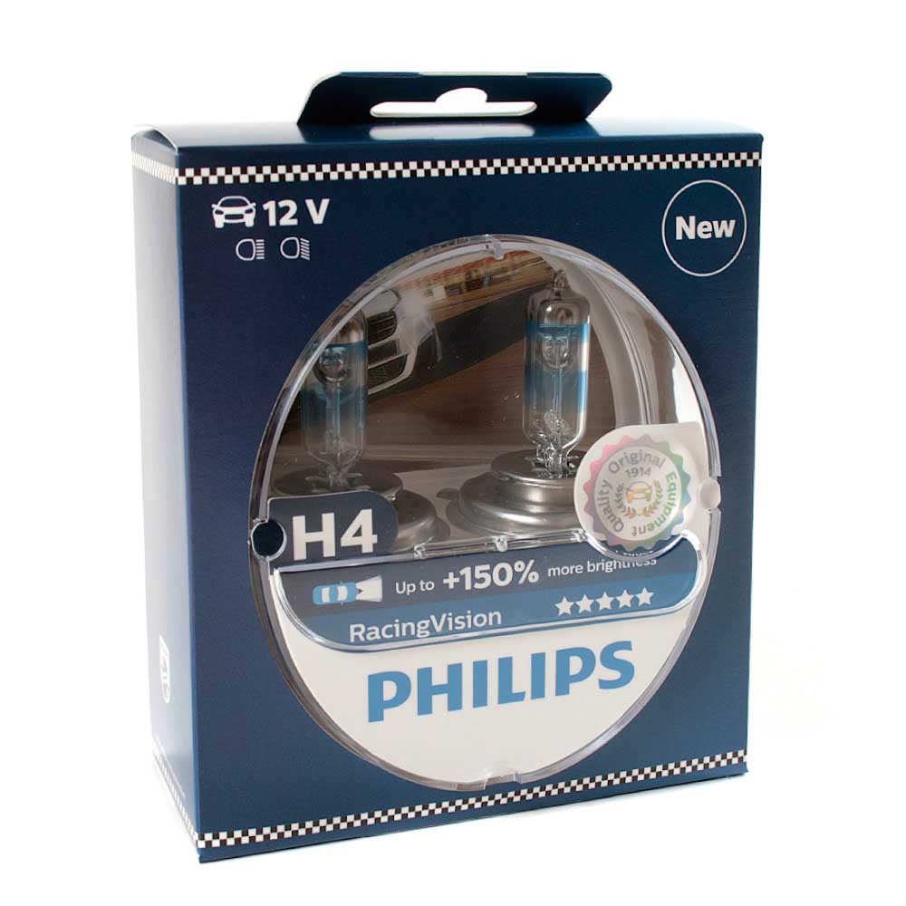 Philips H4 12V 60/55W Racing Vision +150% Set - 2 Stück