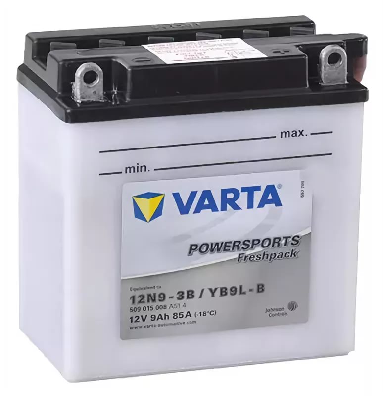 Аккумулятор VARTA FUNSTART FRESHPACK 12N9-3B, YB9L-B 9 Ач 85А О/П 509015008