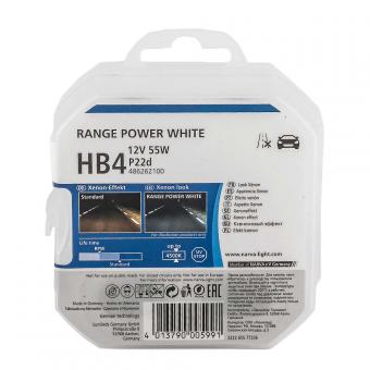 Лампа галогенная NARVA RANGE POWER WHITE 12V HB4 55W 2 шт 486262100