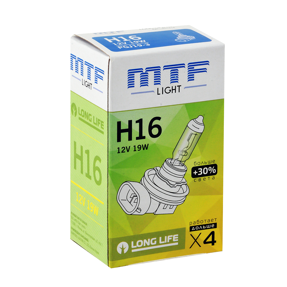 Лампа галогенная MTFLIGHT LONG LIFE x4 12V H16 19W HS1216