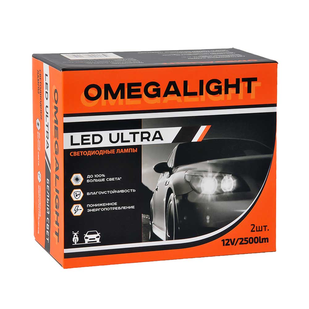 Лампа светодиодная OMEGALIGHT ULTRA 12V H4 25W 2 шт OLLEDH4UL-2