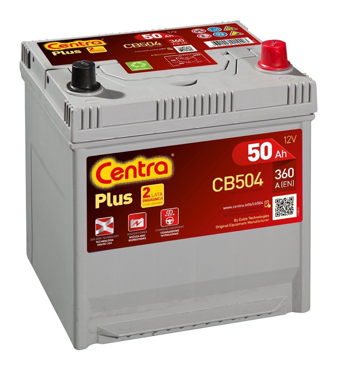 Аккумулятор CENTRA 50 Ач 360А О/П CB504
