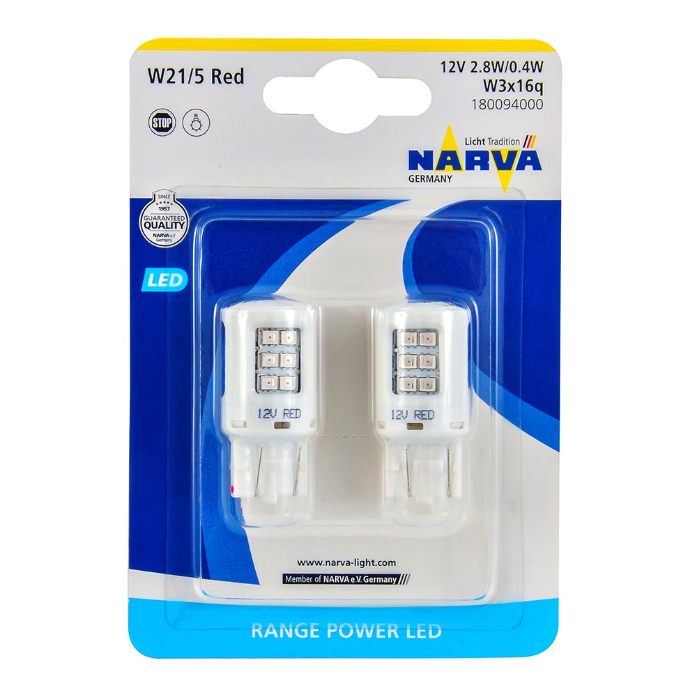 Лампа светодиодная NARVA RANGE POWER LED W21/5 RED 2 шт 18009