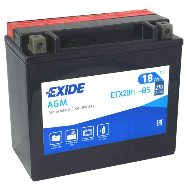 Аккумулятор EXIDE AGM 18 Ач 270А П/П ETX20H-BS