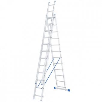 Лестница трехсекционная СИБРТЕХ 97822 3х12 ступеней алюминиевая