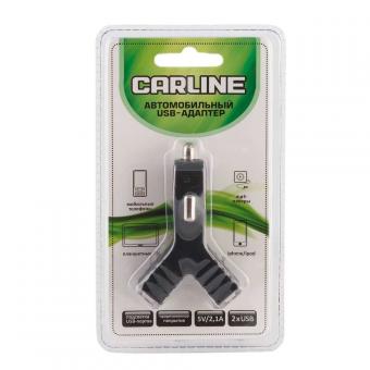 Автомобильное зарядное устройство CARLINE 12/24V 2 USB черный type-Y 1/2.1А CH-2URB